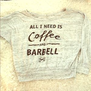 Barbell & coffee scoop neck & cropped long sleeve